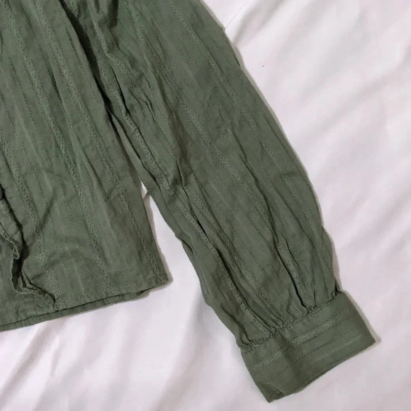 Loft Ruffle Cropped Blouse, Color Olive Green Size L - Picture 11 of 16